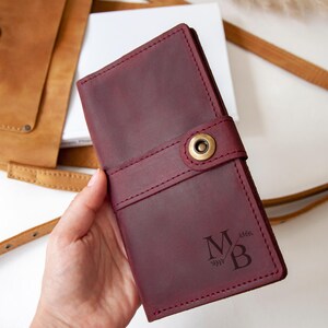 Portefeuille monogramme pour femme, pochette en cuir, portefeuille en cuir personnalisé, cadeau fête des mères, cadeau personnalisé pour femme, cadeau écriture pour elle