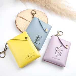 Minimalistische Schlüsselanhänger Brieftasche, Leder Kartenhalter, Kreditkartenhalter, Mini Brieftasche, Leder Münze Geldbörsen, personalisierte Geburtstag Muttertagsgeschenk