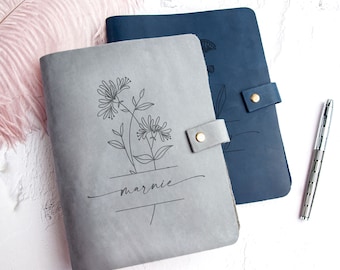 Geburtsblume Personalisiertes Journal, Leder Journal für Frauen, Geburtsmonat Blume Individuelles Journal, Dankbarkeit Journal, Weihnachtsgeschenke für Sie