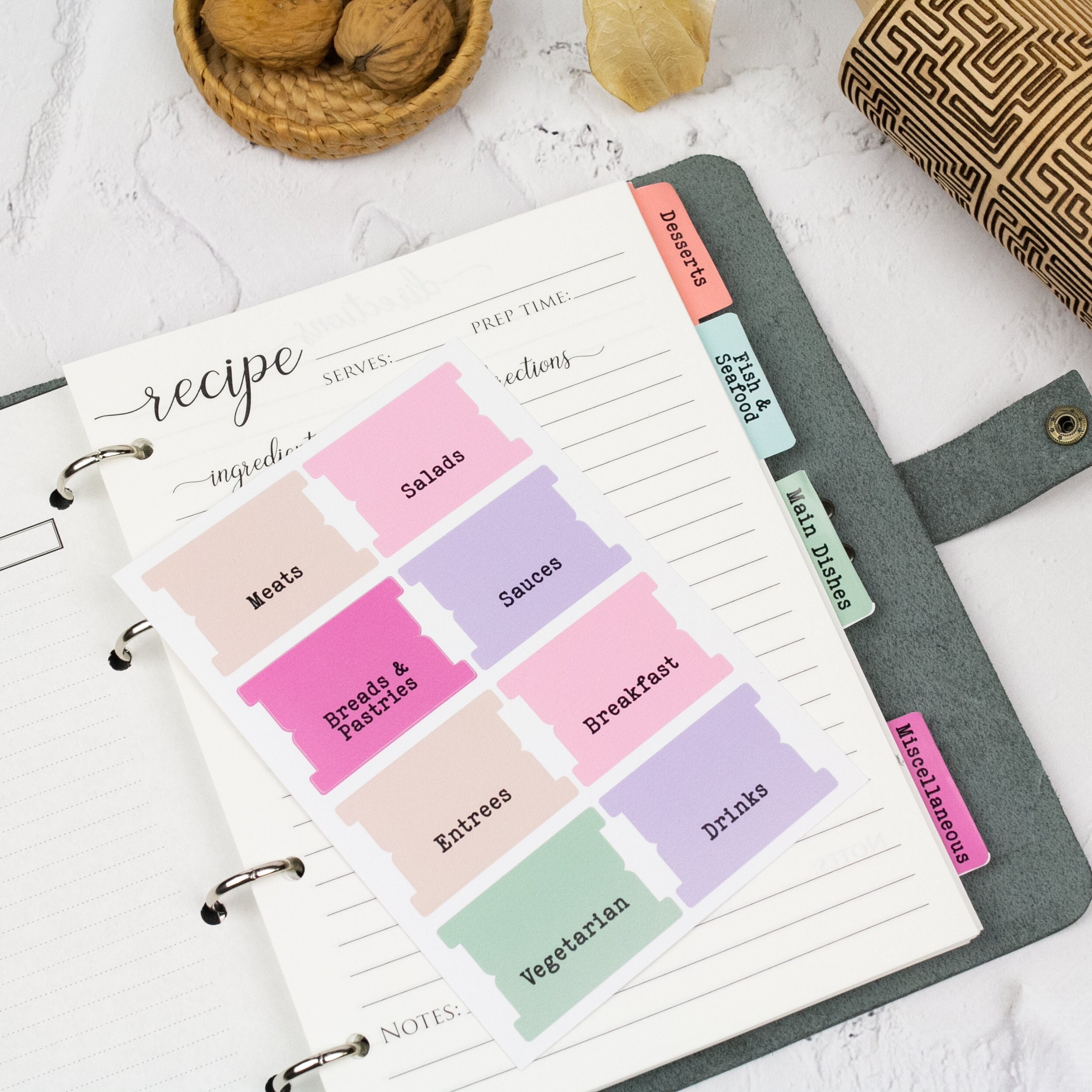 Test Recipe Sticker Add-on Self-adhesive Recipe Tab Labels - 16 Categories of Dishes + 8 ...