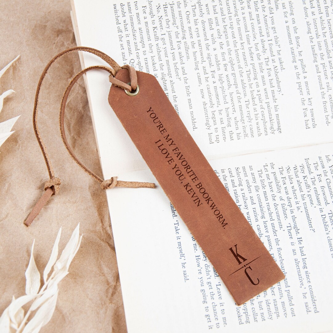 Custom Bookmark, Leather Bookmark, Bookworm Bookmark, 3rd