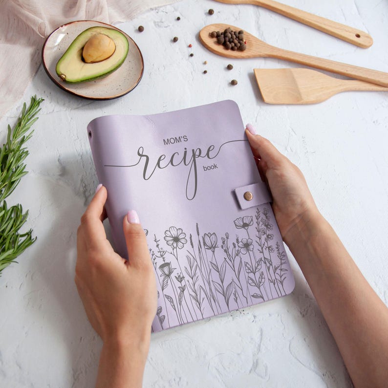 Personalized Recipe Book Leather CookBook Recipe Binder Family Heirloom Housewarming Bridal Shower Gift Wedding Gift for Couple Christmas image 8