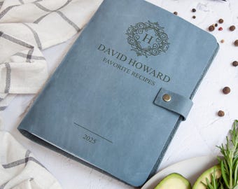 Familie Rezeptbuch Housewarming Geschenk für Ihn Personalisierte Leder Blank Rezeptbuch Kochbuchmappe Geburtstagsgeschenk für Bruder Papa Freund