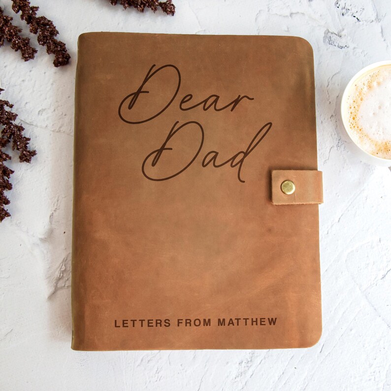 Personalized Dear Dad Journal, Letters to Dad Leather Notebook, Fathers Day Gift, Memory Book, Dad Gift from Kids, Dads Birthday Gift image 8