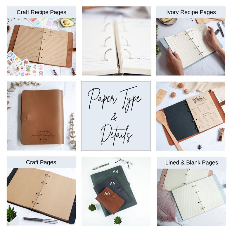 The image is a collage of various craft recipe pages, lined and blank pages, and a notebook with a recipe book cover.
