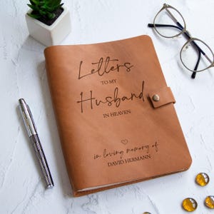 Diário de luto pela perda do marido, cartas para o marido no céu, presente em memória do marido, presente de simpatia pelo marido, diário de couro personalizado