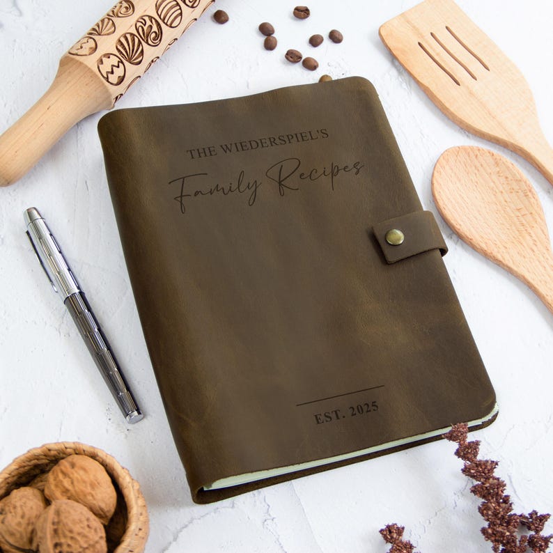 Personalized Recipe Book Leather CookBook Recipe Binder Family Heirloom Housewarming Bridal Shower Gift Wedding Gift for Couple Christmas image 20