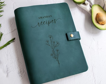 Personalized Recipe Book Binder, Birthday Gift For Daughter, Leather Recipe Book, Custom Recipe Journal, Family Cookbook, Bridal Shower Gift