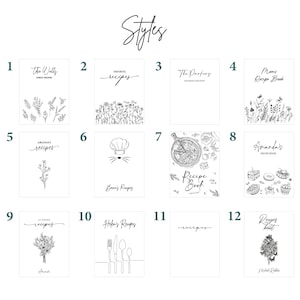 a collection of 12 different styles or recipes, each with its own unique design and title. T