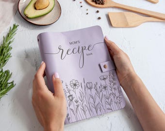 Custom Recipe Book, Personalized Leather Cookbook, Family Recipe Journal, Recipe Binder Cook Book, Christmas Gift for Mom, Sister, Daughter