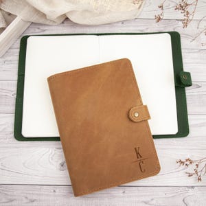 Refillable Leather Journal, Personalized Travel Notebook, Custom Notebook, Office Monogram Gift, Birthday Gift for Husband, Fathers Day Gift