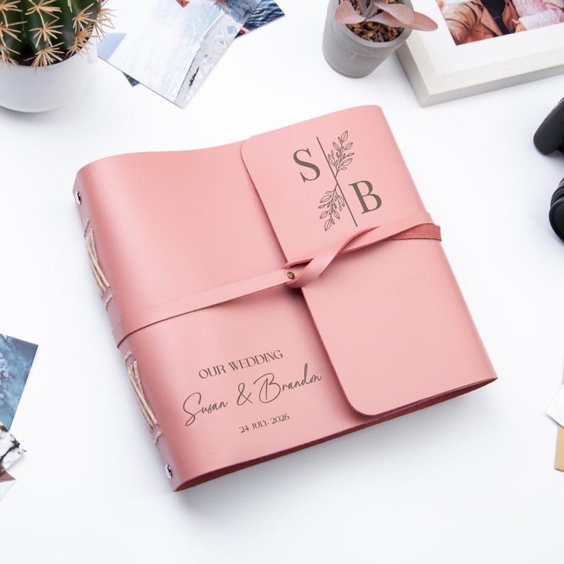 Wedding Photo Album Personalized Photo Album Leather Photo Album Rustic Wedding Gift for Couple Custom Photo Book Travel Album Memory Book image 10