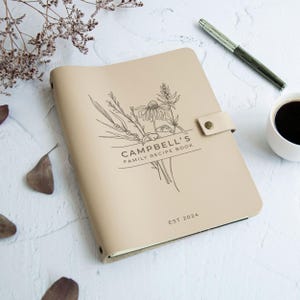 Personalized Recipe Book Leather CookBook Recipe Binder Family Heirloom Housewarming Bridal Shower Gift Wedding Gift for Couple Christmas image 3