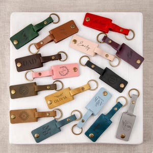 Personalised Gift for Dad - Custom Photo Keyring in Leather Case, Father's Day Keepsake, Gift for New Dad, Leather Photo Keychain 画像 7