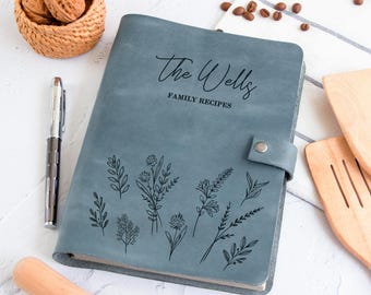 Leather Recipe Book Personalized CookBook Binder Blank Recipe Book Family Recipe Book Cooking Journal Birthday Gift for Mom Daughter Sister