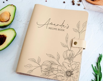 Family Heirloom Recipe Book Binder/ Personalized Cookbook/ Leather Recipe Book and Dividers / Christmas Gift for Daughter, Mom, Sister