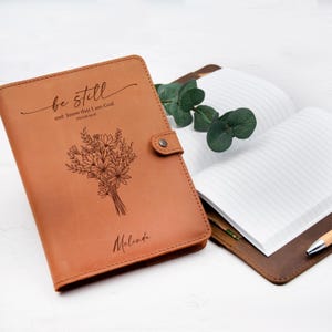 Be Still Prayer Journal for Women | Christian Gifts | Personalized Leather Journal Refillable Notebook | Religious Gift for Her Mom Daughter