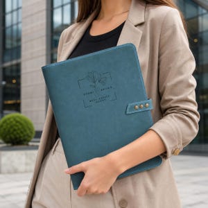 Personalized Leather Portfolio, A4/A5 Business Padfolio with Notepad, Legal Pad Holder, Custom Name or Logo for Realtors