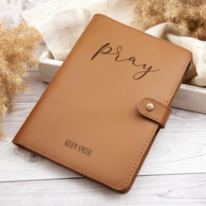 Personalized prayer journal, Christian gift for men, Religious gift for priest, Leather Prayer Journal, Custom pastor gift, Fathers Day Gift
