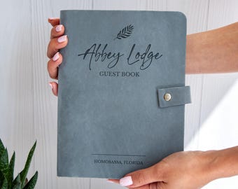 Vacation Home Guest Book, Cabin Guest Book, Welcome Book, Rental Guest Book, Housewarming Gift, Leather Visitors Books, Guest Information