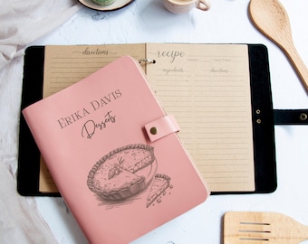 Personalized Recipe Book Custom Cookbook Leather Recipe Binder Family Cook Book Chef Gifts for Women Cooking Journal Blank Recipe Book