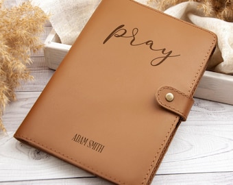 Personalisiertes Gebetstagebuch, christliches Geschenk für Männer, religiöses Geschenk für Priester, Gebetstagebuch aus Leder, kundenspezifisches Pastorgeschenk, Vatertagsgeschenk
