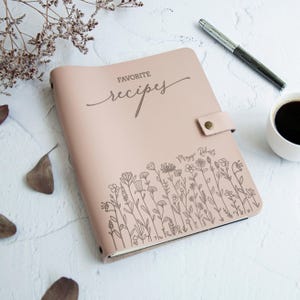 Livre de recettes personnalisé en cuir, cadeau fête des mères, classeur de livre de cuisine personnalisé A5 A4, cadeau pour maman, classeur de recettes vierge, cadeau d'anniversaire pour fille