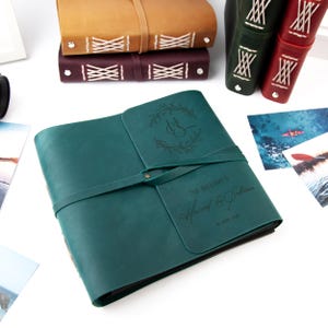 Wedding Photo Album Personalized Photo Album Leather Photo Album Rustic Wedding Gift for Couple Custom Photo Book Travel Album Memory Book image 7