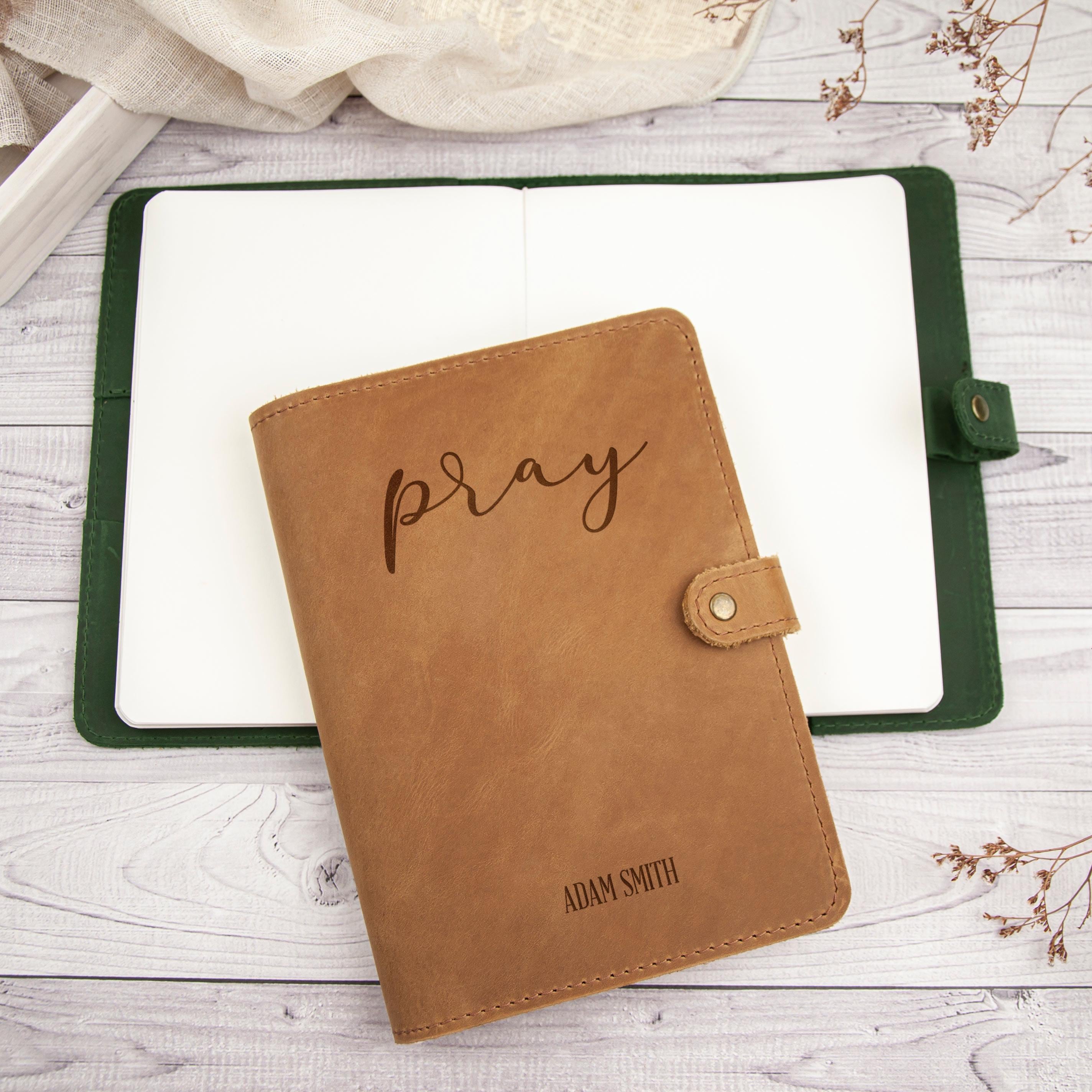 Personalized prayer journal, Christian gift for men, Custom leather religious journal, Pastor gift, Religious gifts for priest