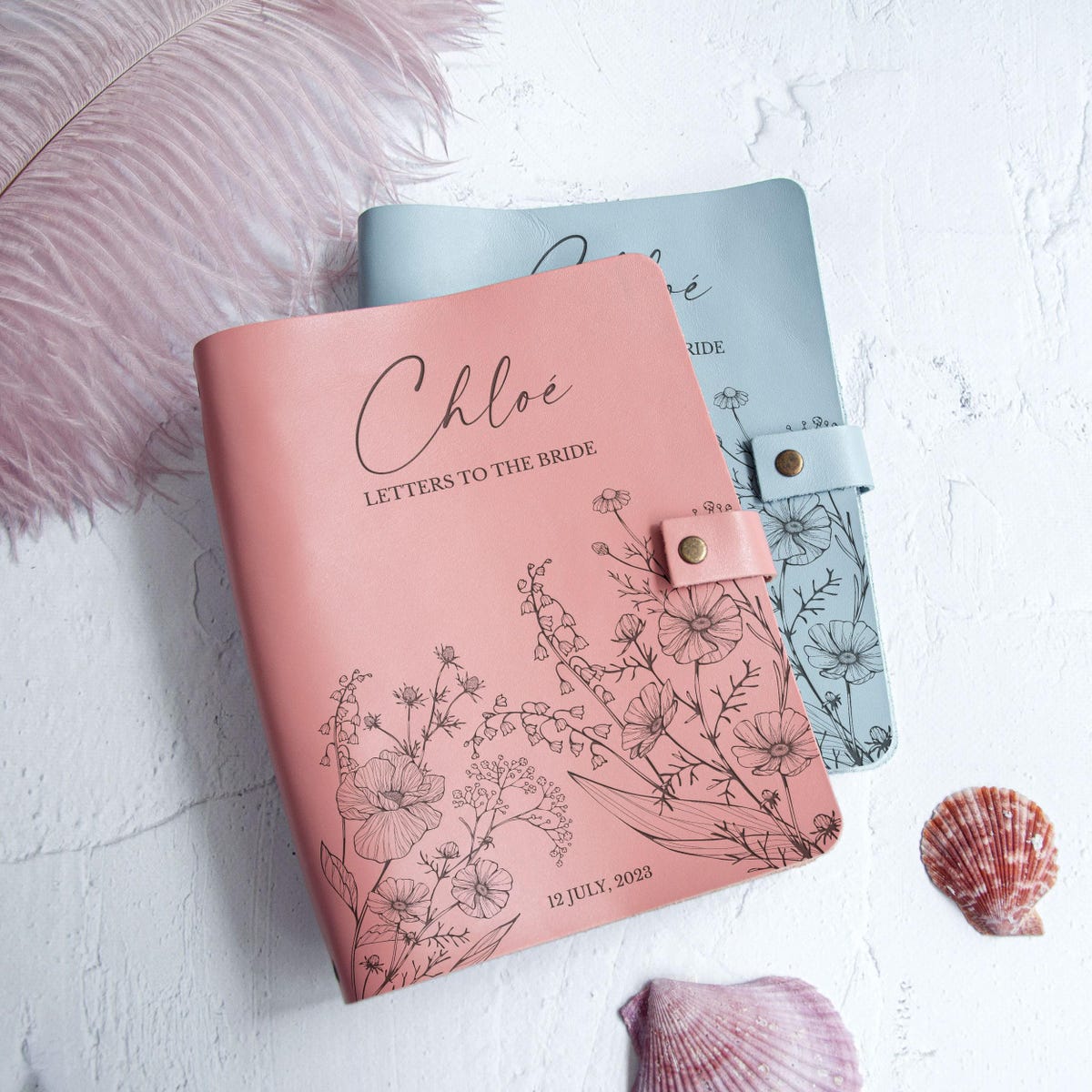 Letters to the Bride, Bridal Shower Guest Book, Dear Bride, Personalized Leather Journal, Future Mrs Gift for Bride, Wildflower Guest Book - Etsy