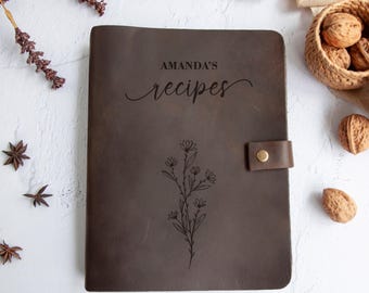 Leather Recipe Book Binder, Custom Recipe Book, Recipe from the Heart, Personalized Leather A4 A5 A6 Binder CookBook, Blank Recipe Journal