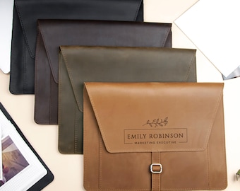 Custom Leather Folder Document Holder A4 Leather Portfolio Folder for documents Leather Folder A4 Office gift Christmas Gift for Coworker