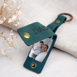 Cadeau personnalisé pour papa, porte-clés photo personnalisé, porte-clés photo en cuir, cadeau de Noël, cadeau d'une fille ou d'un fils, cadeau papa