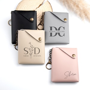 Schlüsselanhänger Brieftasche Leder Schlüsselanhänger Kartenhalter Personalisierte Schlüsselanhänger Walle Mini Brieftasche Schlüsselanhänger Weihnachtsgeschenke für Freund Papa Ehemann
