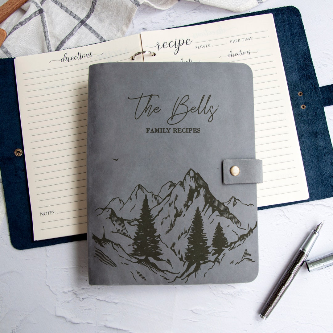Personalized Leather Recipe Book Binder Custom Cookbook Journal