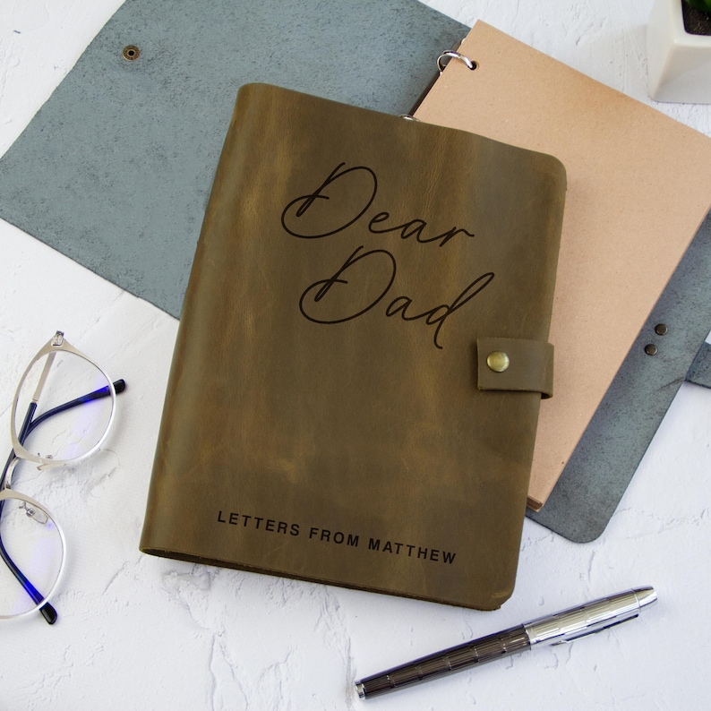 Personalized Dear Dad Journal, Letters to Dad Leather Notebook, Fathers Day Gift, Memory Book, Dad Gift from Kids, Dads Birthday Gift image 4