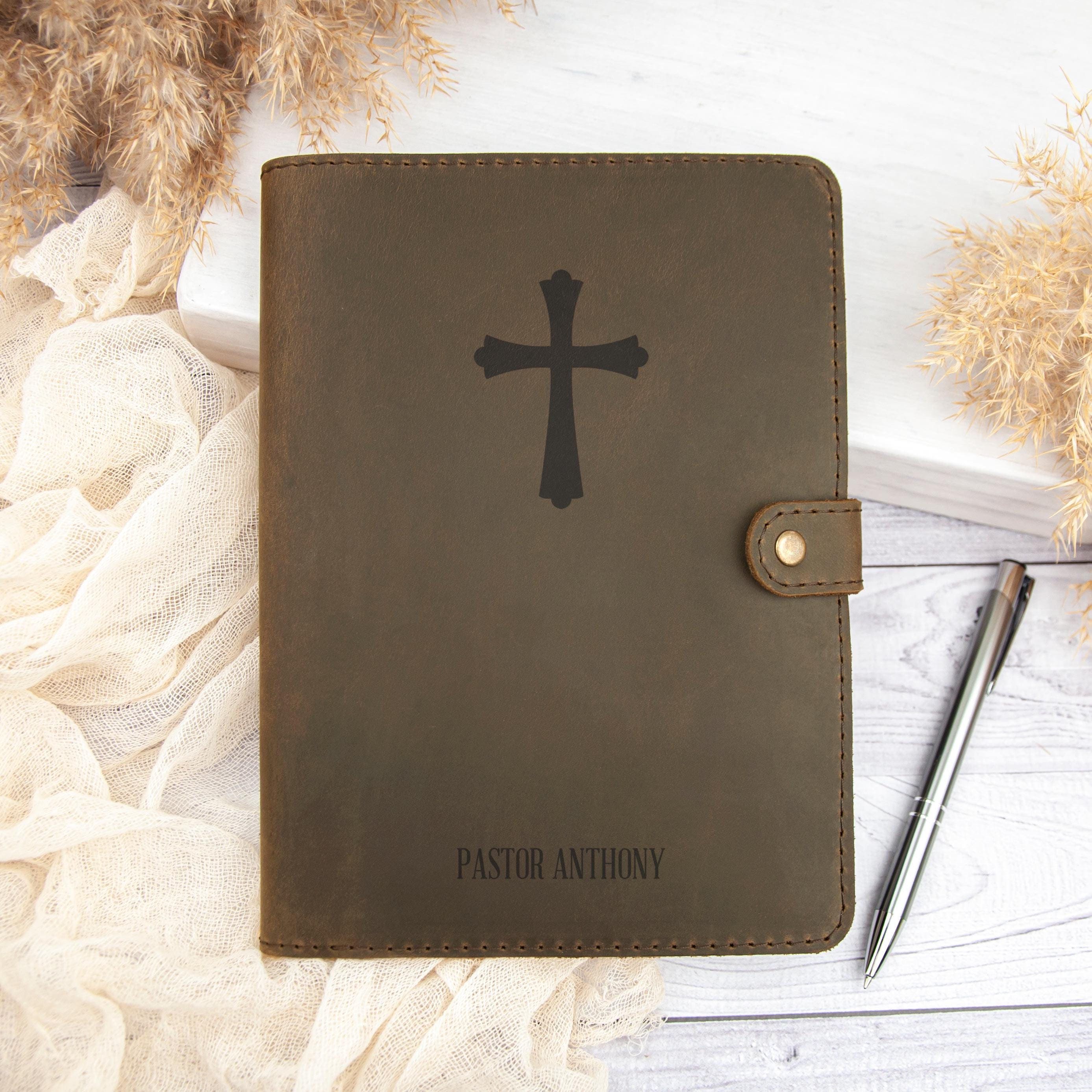 Personalized prayer journal, Christian gift for men, Custom leather religious journal, Pastor gift, Religious gifts for priest
