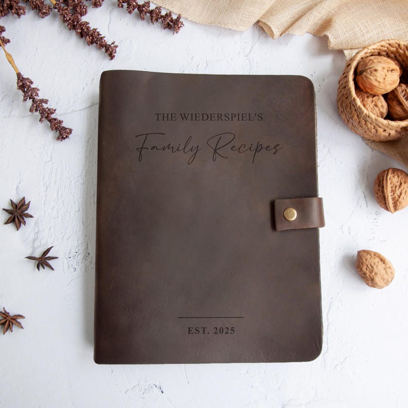 Personalized Recipe Book Leather CookBook Recipe Binder Family Heirloom Housewarming Bridal Shower Gift Wedding Gift for Couple Christmas image 19