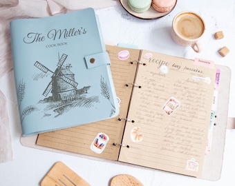 Personalized Leather Recipe Book Custom Recipe Journal Family Recipe Book Binder Cookbook