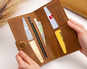 Women Leather Wallet Purse Zipper Personalized Wallet for Women, Leather Clutch Womens Wallet Custom Gift for Women Mom Sister Wife