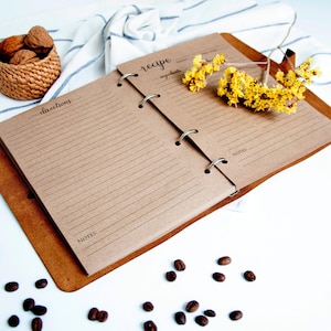 Moms Recipe Book Binder Custom, Family Cookbook, Personalized Leather Recipe Journal, Custom Gift for Her, Mom, Daughter, Bridal Shower Gift