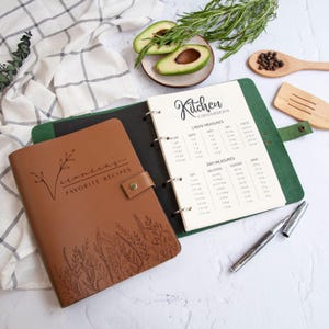 Personalisiertes Rezeptbuch | individuelles Kochbuch | Familienrezepte | blanko Kochbuch | geblümtes Leder Rezeptbuch Ordner | Geburtstagsgeschenk für Mama