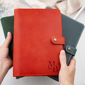 Refillable Leather Journal Cover, Personalized Notebook A5 Planner Journal Cover, Coworker Gift, Corporate Gifts, Custom Leather Diary