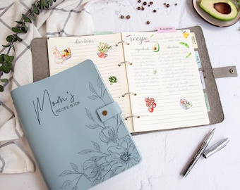 Personalized Blank Recipe Book Journal Mom's Recipe Binder Christmas Gifts for Mom Birthday Leather Cookbook Mothers Day Gift