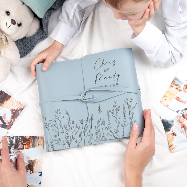 Wedding Photo Album Personalized Photo Album Leather Photo Album Rustic Wedding Gift for Couple Custom Photo Book Travel Album Memory Book image 14
