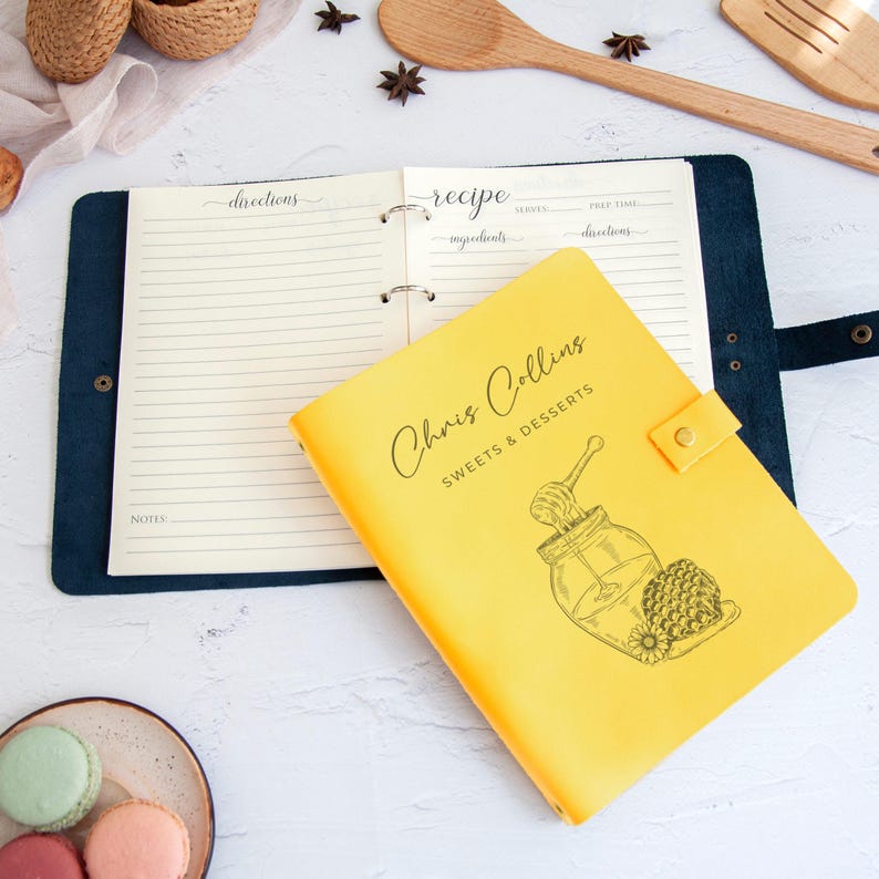 Personalized Recipe Book Leather CookBook Recipe Binder Family Heirloom Housewarming Bridal Shower Gift Wedding Gift for Couple Christmas image 14