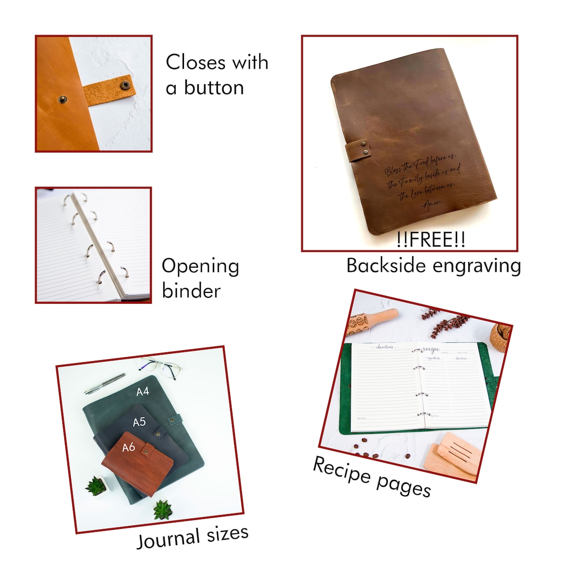 Custom Cocktail Recipe Book Binder Bar Recipe Book Leather Etsy