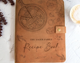 Personalisiertes Rezeptbuch, individuelles Kochbuch, Lederrezeptbuchbinder, Familienkochbuch, Kochkochjournal, Paargeschenk, Vatertagsgeschenk