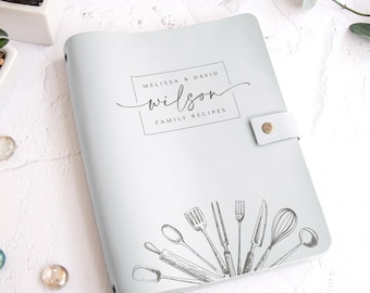 Recipe Book Personalized CookBook Leather Recipe Binder Custom Recipe Journal Family Heirloom Cookbook Gift for Home Sister Mom Dad Grandma