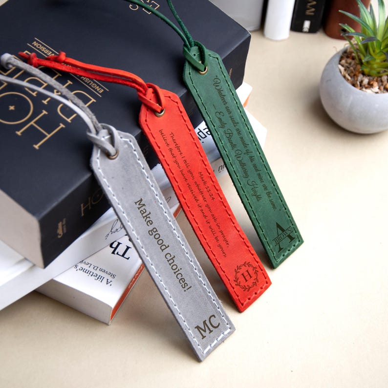 Personalized Leather Bookmark, Book Lover, Leather Anniversary